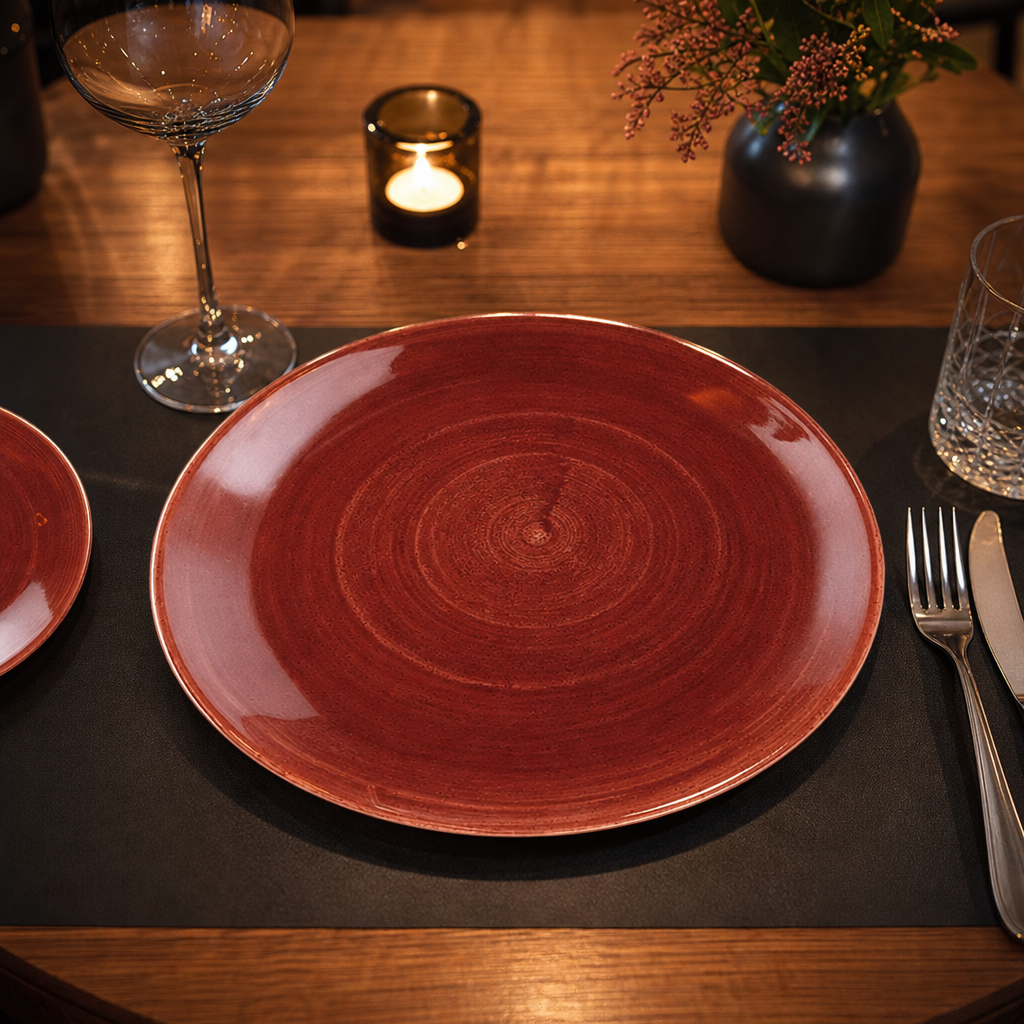 Coupe Plate Rust Vitrified Ceramic for Creative Dining (Pack of 12)