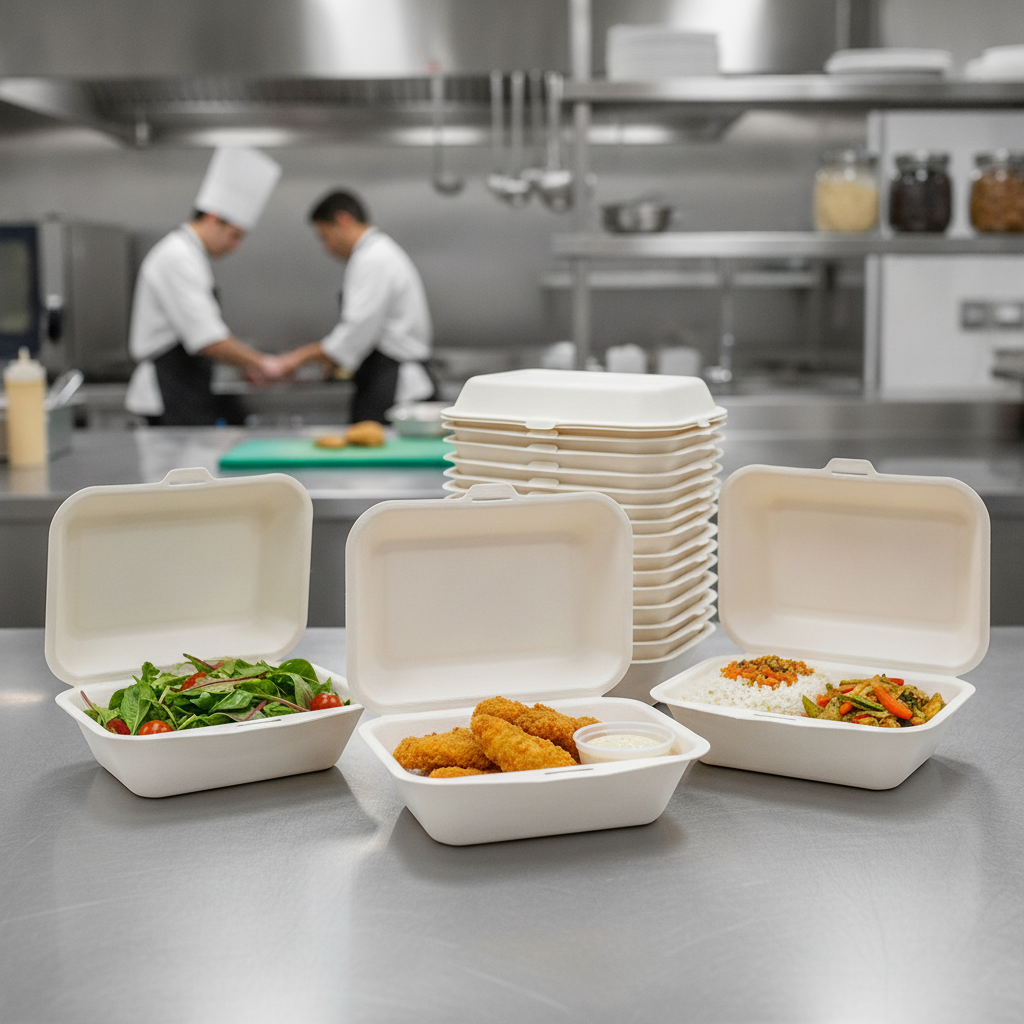 Bagasse Hinged Food Containers 500ml for Takeaway Services (Pack of 250)