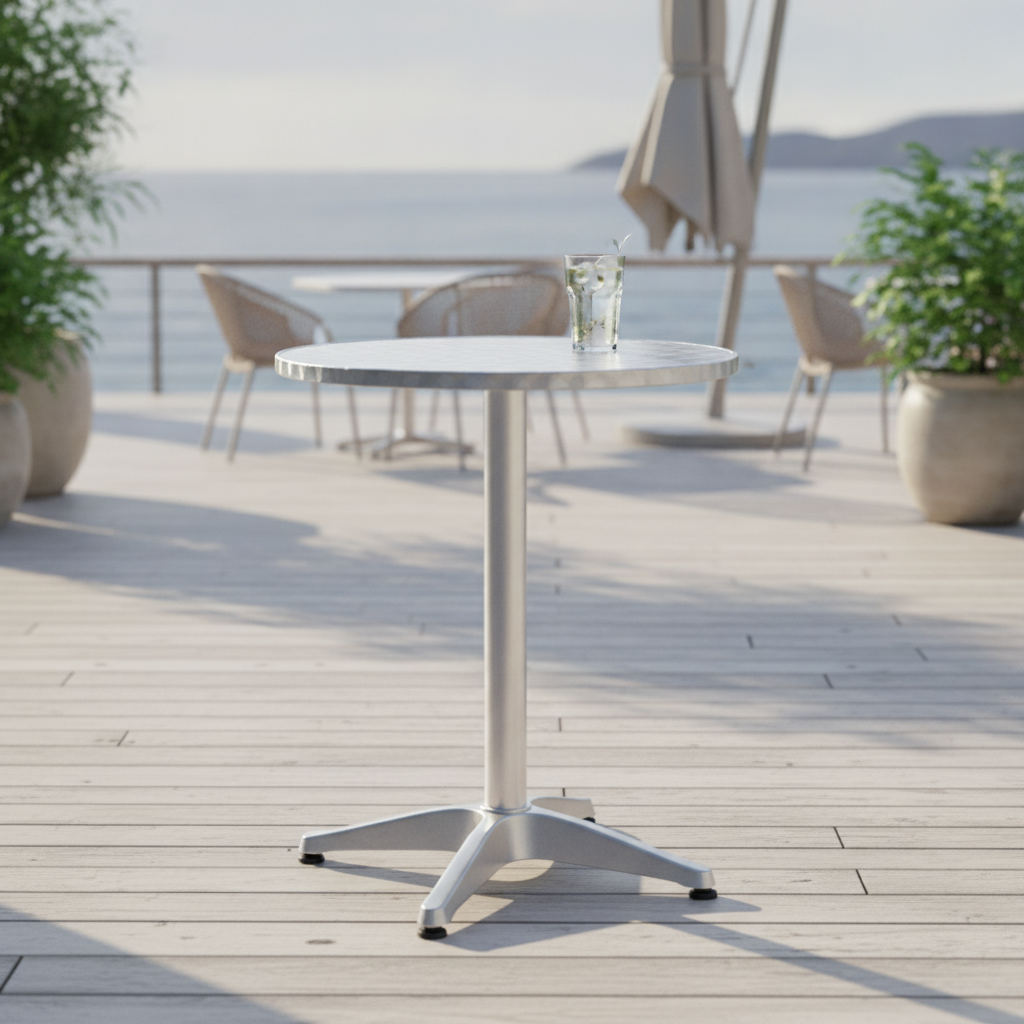 Stainless Steel Round Bistro Table 600mm for Outdoor Dining