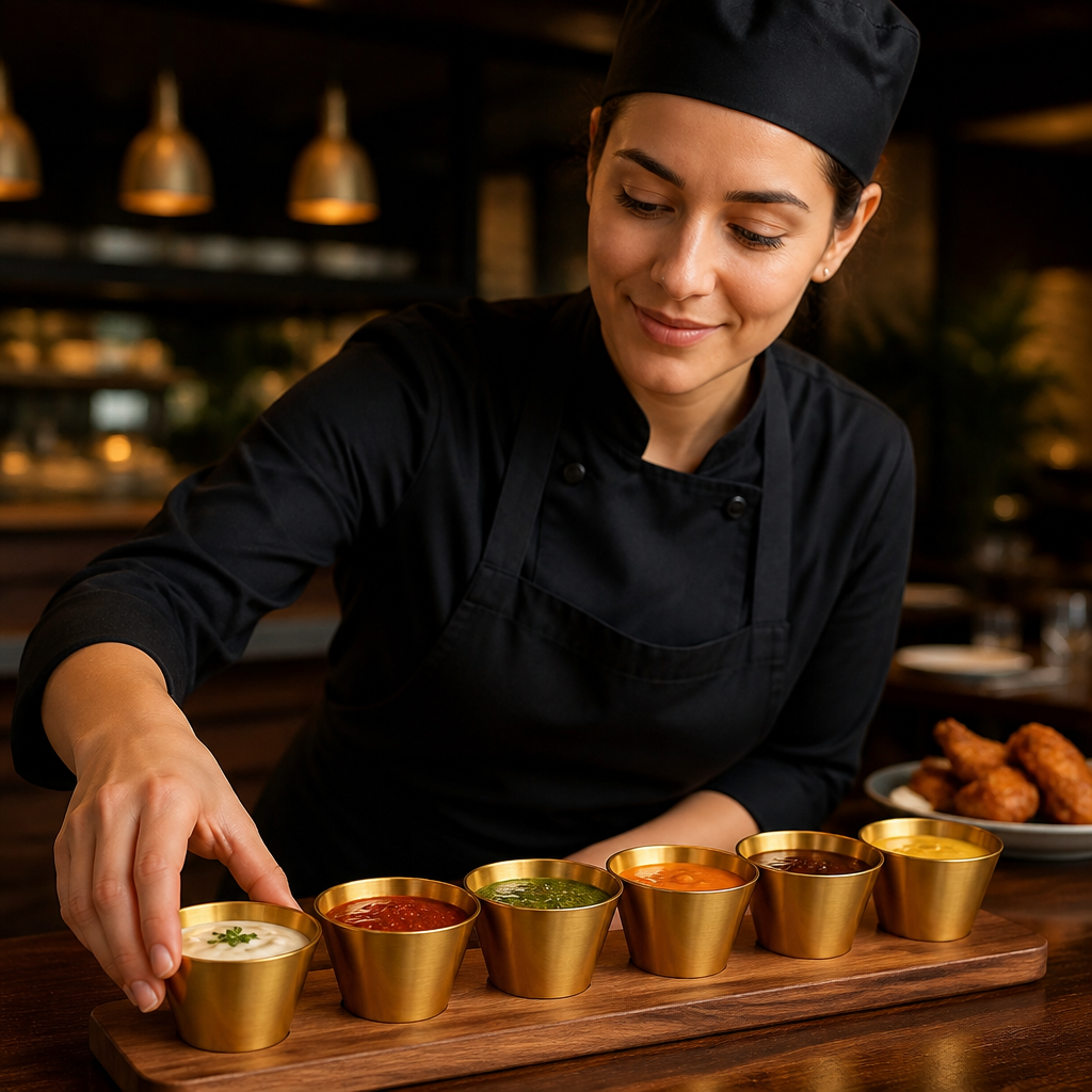 Dip Bowls 60ml Stainless Steel for Serving Sauces & Spreads (Pack of 6)