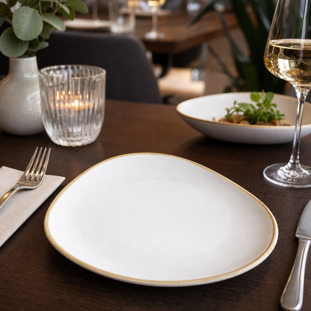 Triangular Plates White Porcelain for Contemporary Dining (Pack of 6)