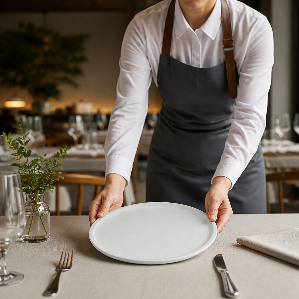 Organic Walled Plates 257mm Vitrified Ceramic for Restaurants (Pack of 6)