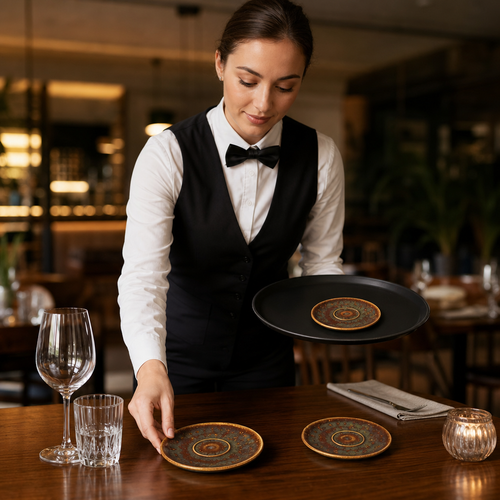 Alumina Saucers 152mm Amber Vitrified Ceramic for All Courses (Pack of 12)