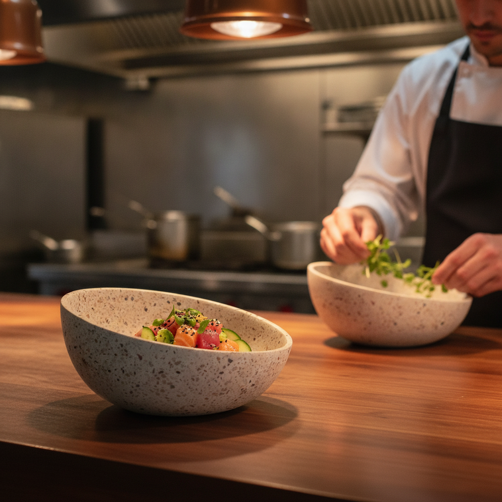 Stone Terrazzo Bowl 260mm for Stylish Food Displays