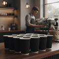 Cardboard Black Ripple Wall Takeaway Coffee Cups 455ml for Hot Drinks (Pack of 25)