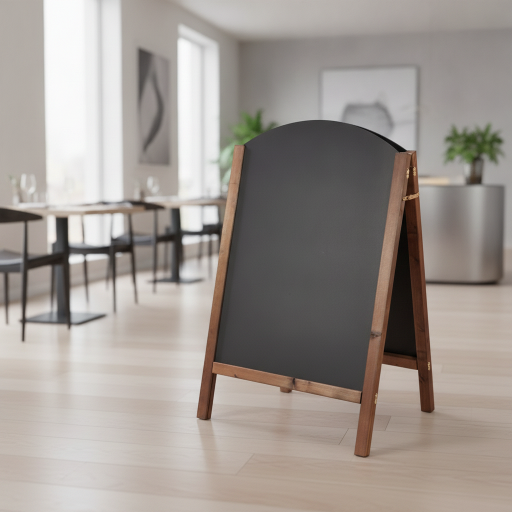 Wood A-Board with Curved Top for Displaying Menus