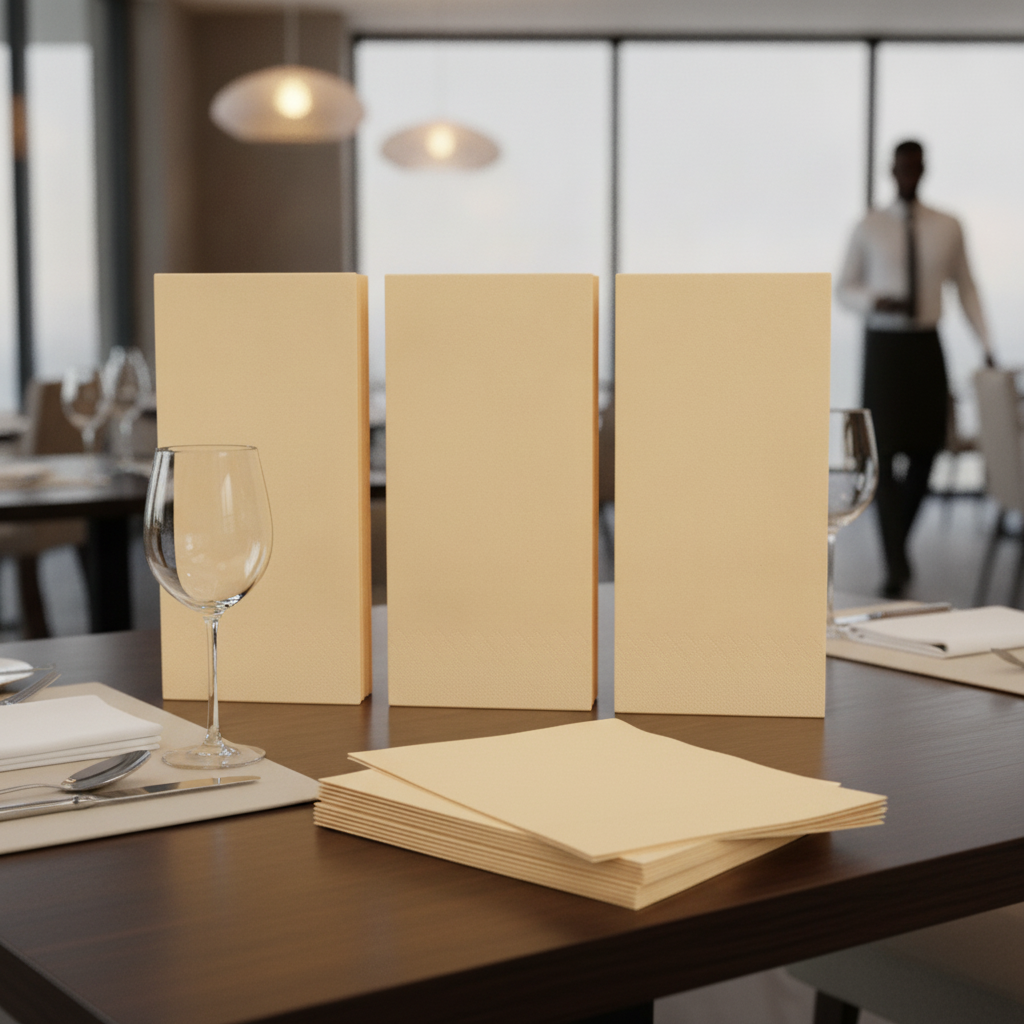 Paper Cream Dinner Napkins 40x40cm for Dining Service (Pack of 1000)