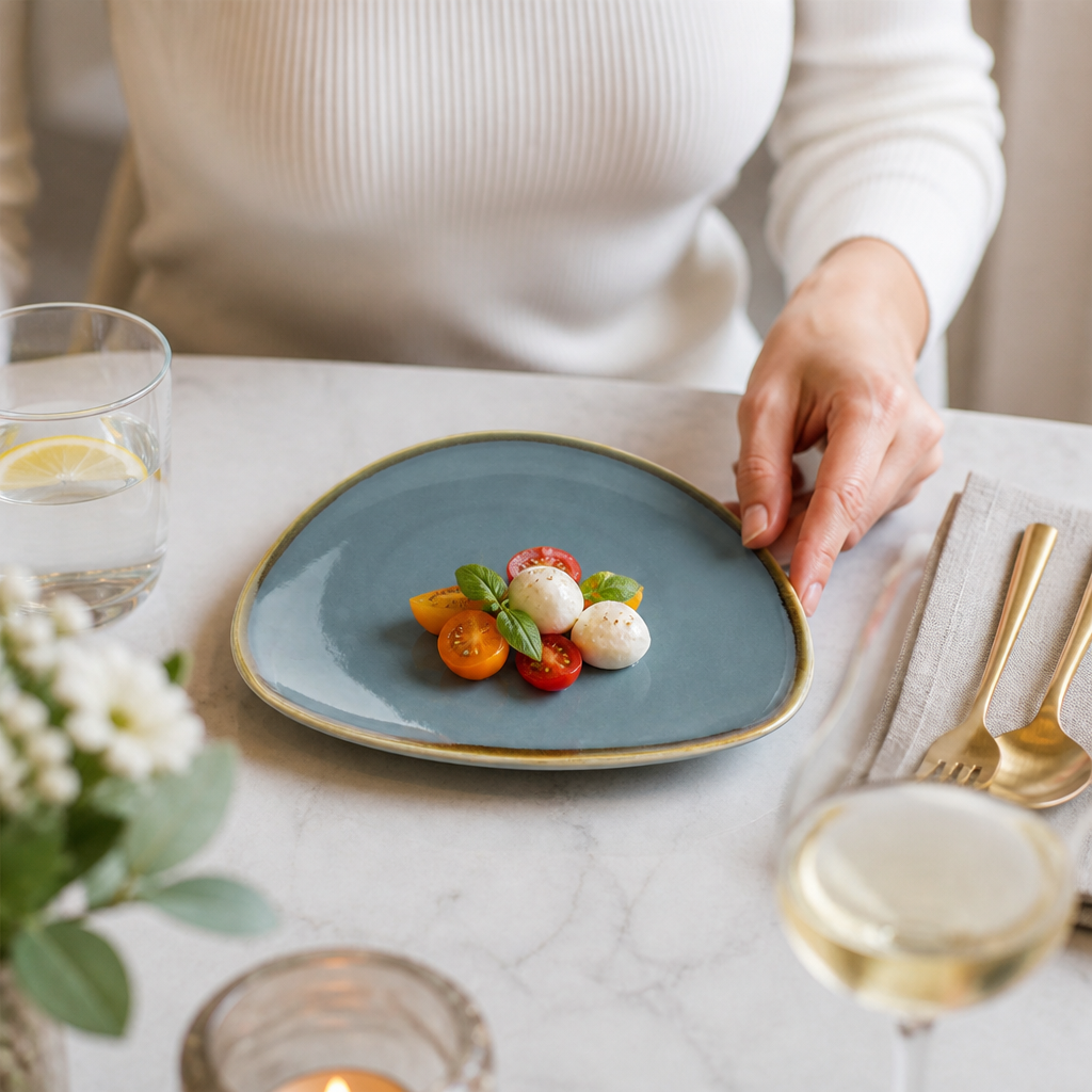 Triangular Porcelain Side Plates Ocean 165mm for Unique Table Settings