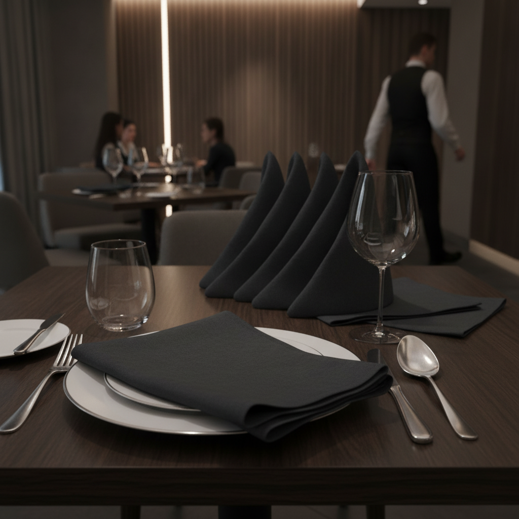 Linen Black Table Napkin 400x450mm for Elegant Dining (Pack of 12)
