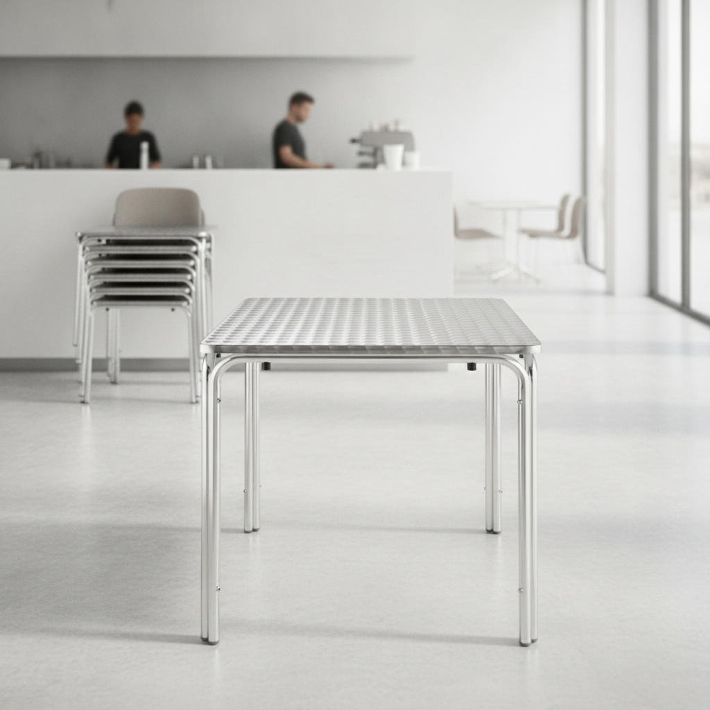 Stainless Steel Square Stacking Table 700x700mm for Indoor & Outdoor Use