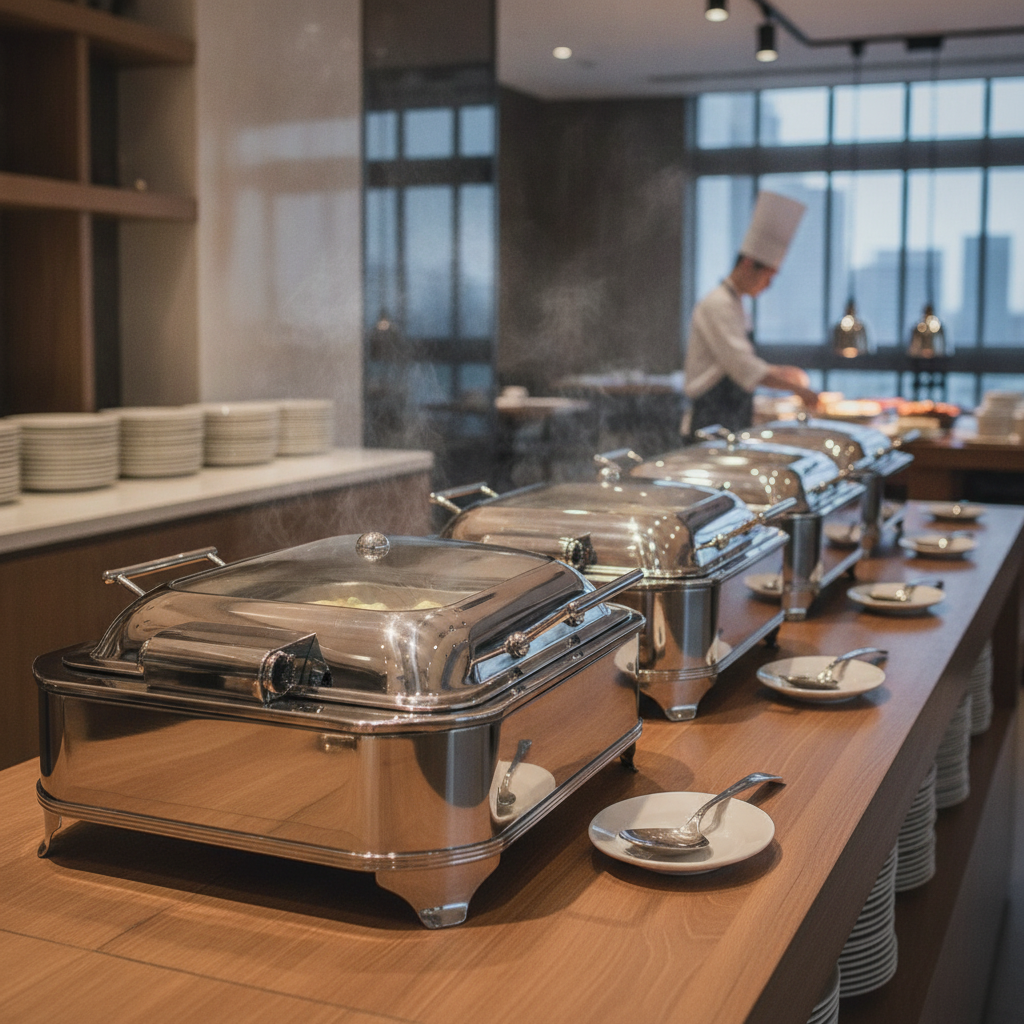 304 Stainless Steel Square Electric Chafer 6L for Buffet Use