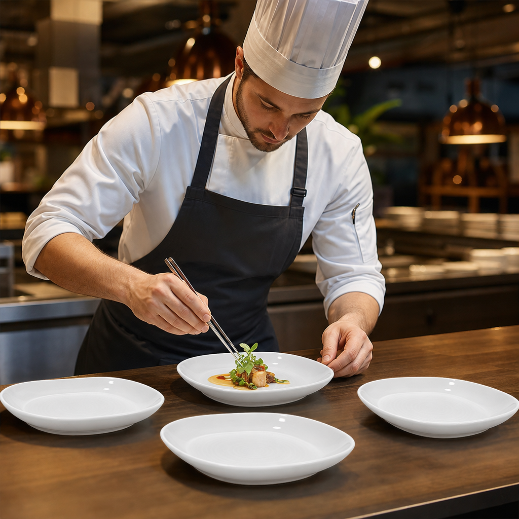 Organic Walled Bowls 232mm Vitrified Ceramic for Restaurants (Pack of 6)