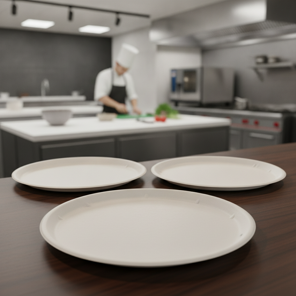 Bagasse Round Plates 304mm for Food-to-Go Service (Pack of 50)