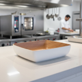 Melamine White and Wood Bowl GN1/2 for Catering