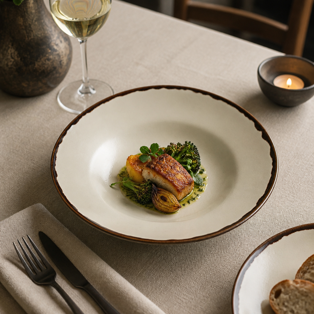 Linen Deep Coupe Plates 255mm Porcelain for Rustic Dining (Pack of 12)