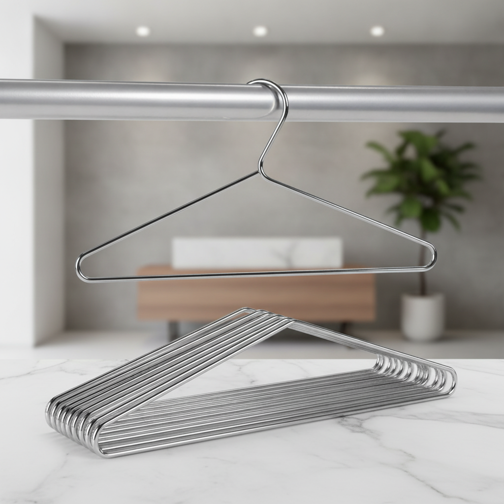 Heavy Duty Chrome Plated Steel Hangers for Reception Areas (Pack of 50)