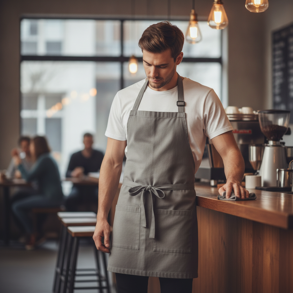 Cotton Canvas Waist Apron Grey for Front of House Use
