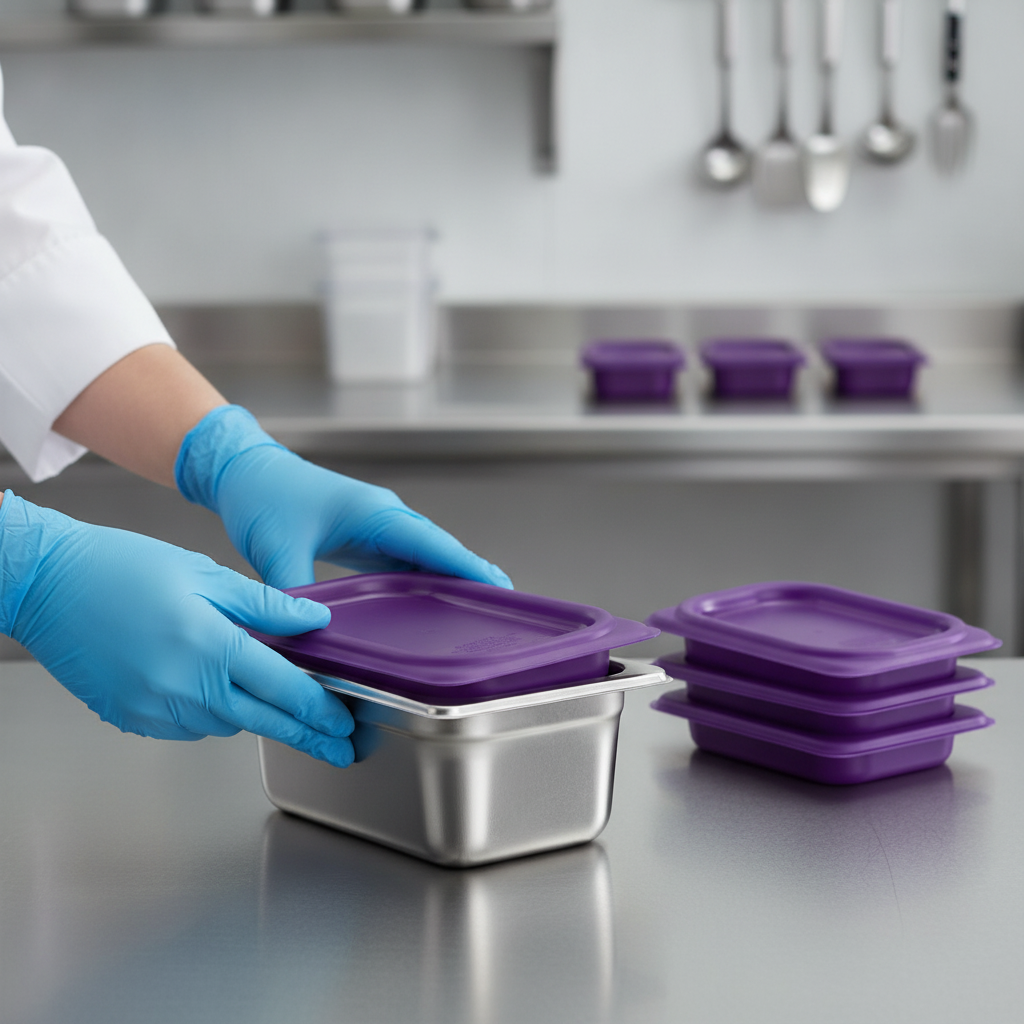 Polypropylene Seal Lid for 1/9 GN Containers in Purple for Food Safety (Pack of 1)