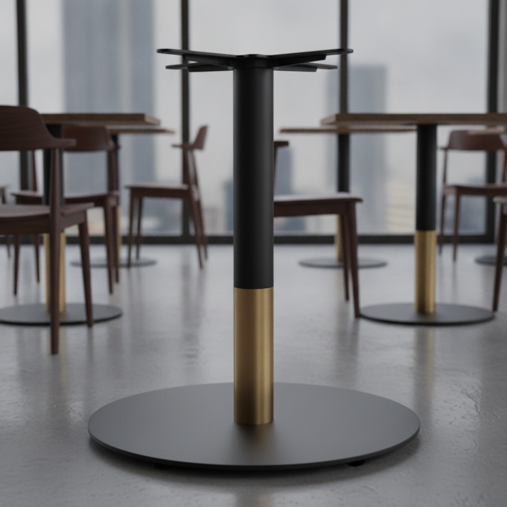 Steel Round Dining Table Base with Gold Collar 600mm for Indoor Use