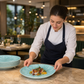 Oval Coupe Plates Aqua Porcelain for Dining Tables (Pack of 12)