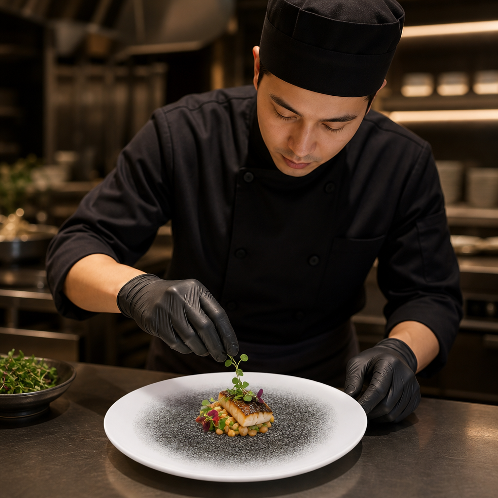 Round Trace Plates Black Porcelain for Elegant Dining (Pack of 12)