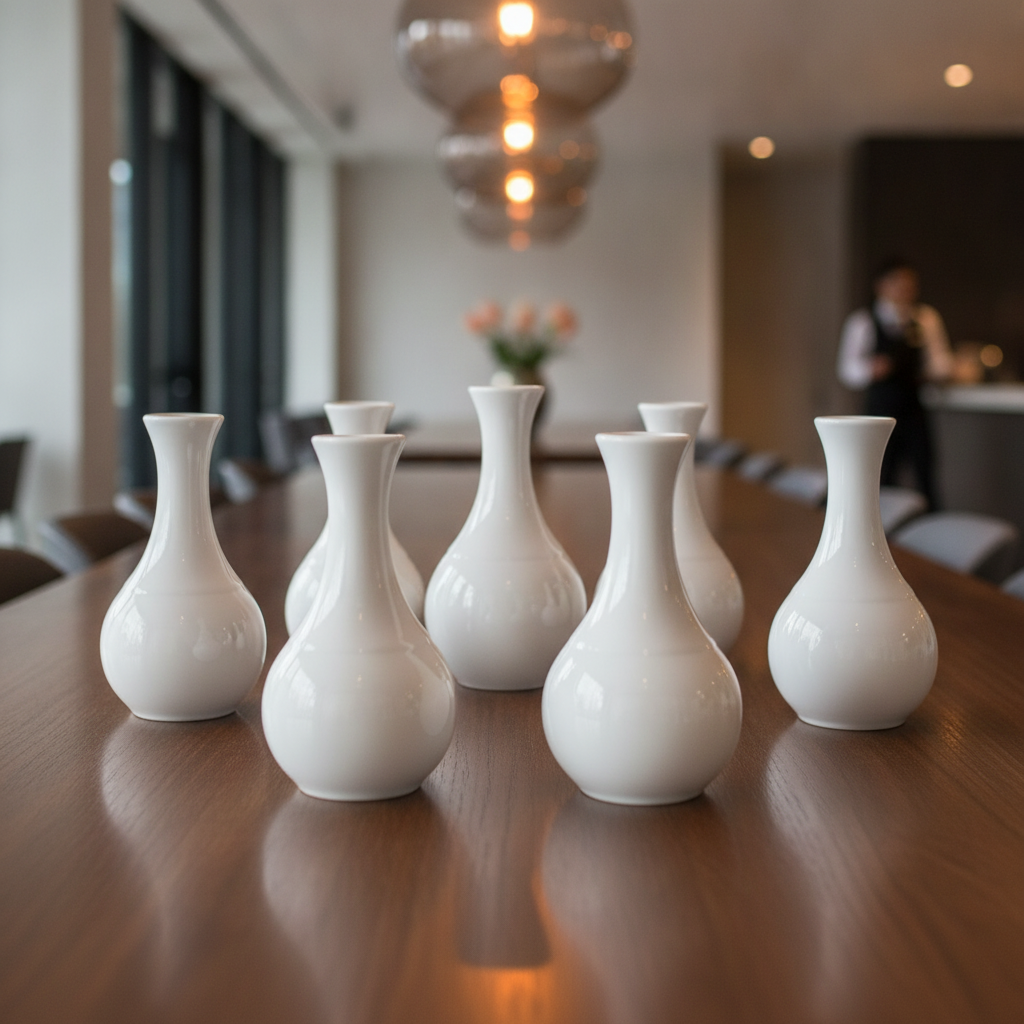 Porcelain White Bud Vase 127mm for Catering & Hospitality (Pack of 6)