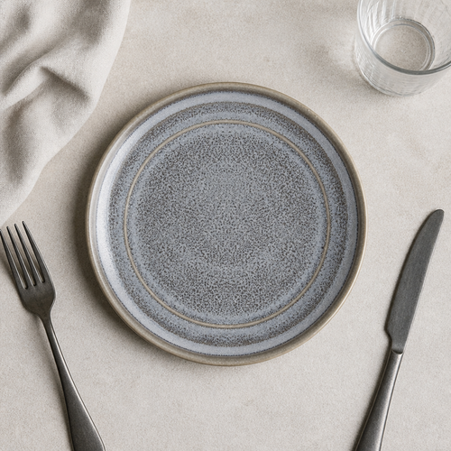 Charcoal Dusk Porcelain Flat Round Plates 180mm for Restaurants & Cafés - Pack of 6