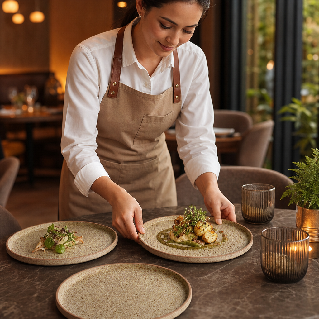 Flat Plates Finish 250mm Stoneware for Dining (Pack of 6)