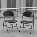 Steel Frame Black Foldaway Utility Chairs 810x490mm for Events (Pack of 2)