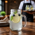 Soda Lime Handled Jam Jars 450ml for Serving Drinks (Pack of 12)