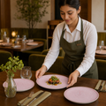 Walled Plates 257mm Pink Vitrified Ceramic for Casual Dining (Pack of 6)