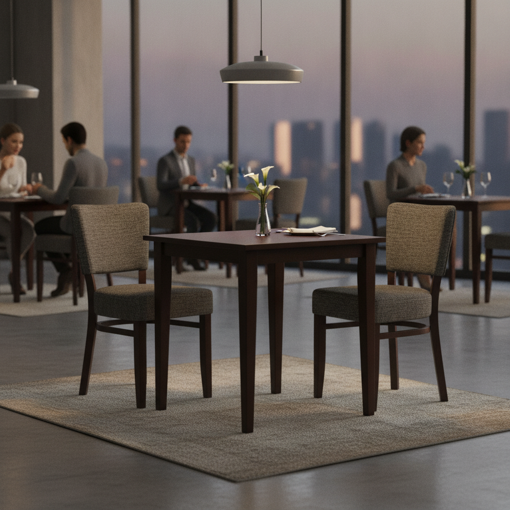 Rubber Wood Dining Table with 2 Oregon Chairs 750mm for Hospitality Settings