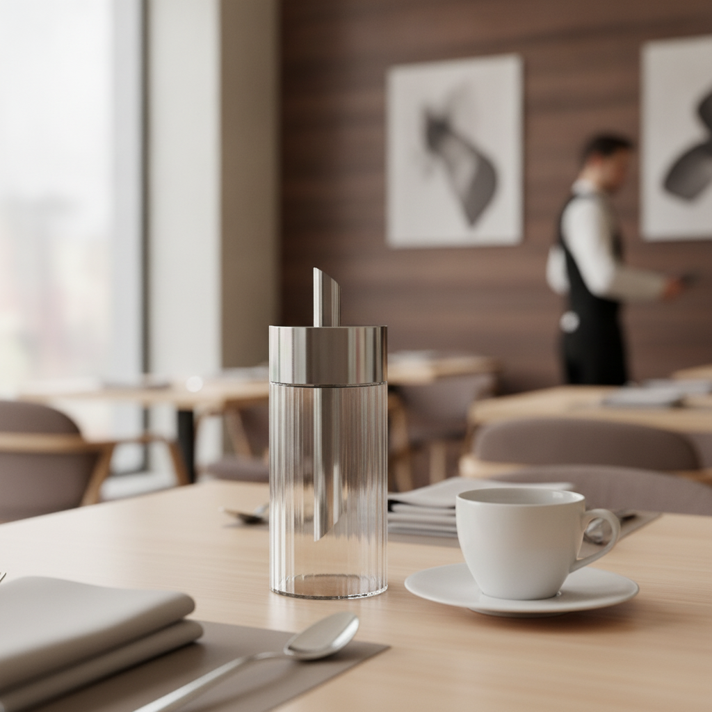Glass and Stainless Steel Sugar Dispenser 200ml for Restaurants & Catering