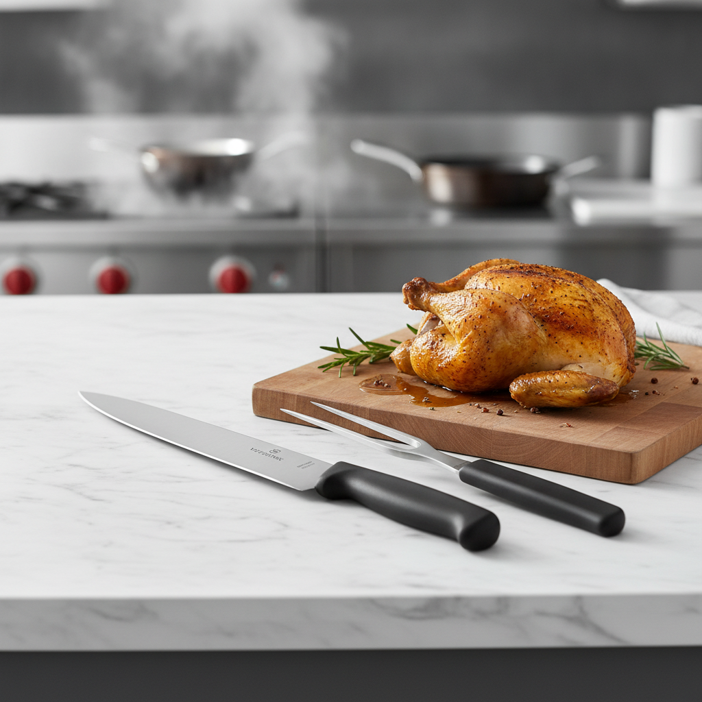 Polypropylene Carving Knife and Fork Set for Roasting Meat