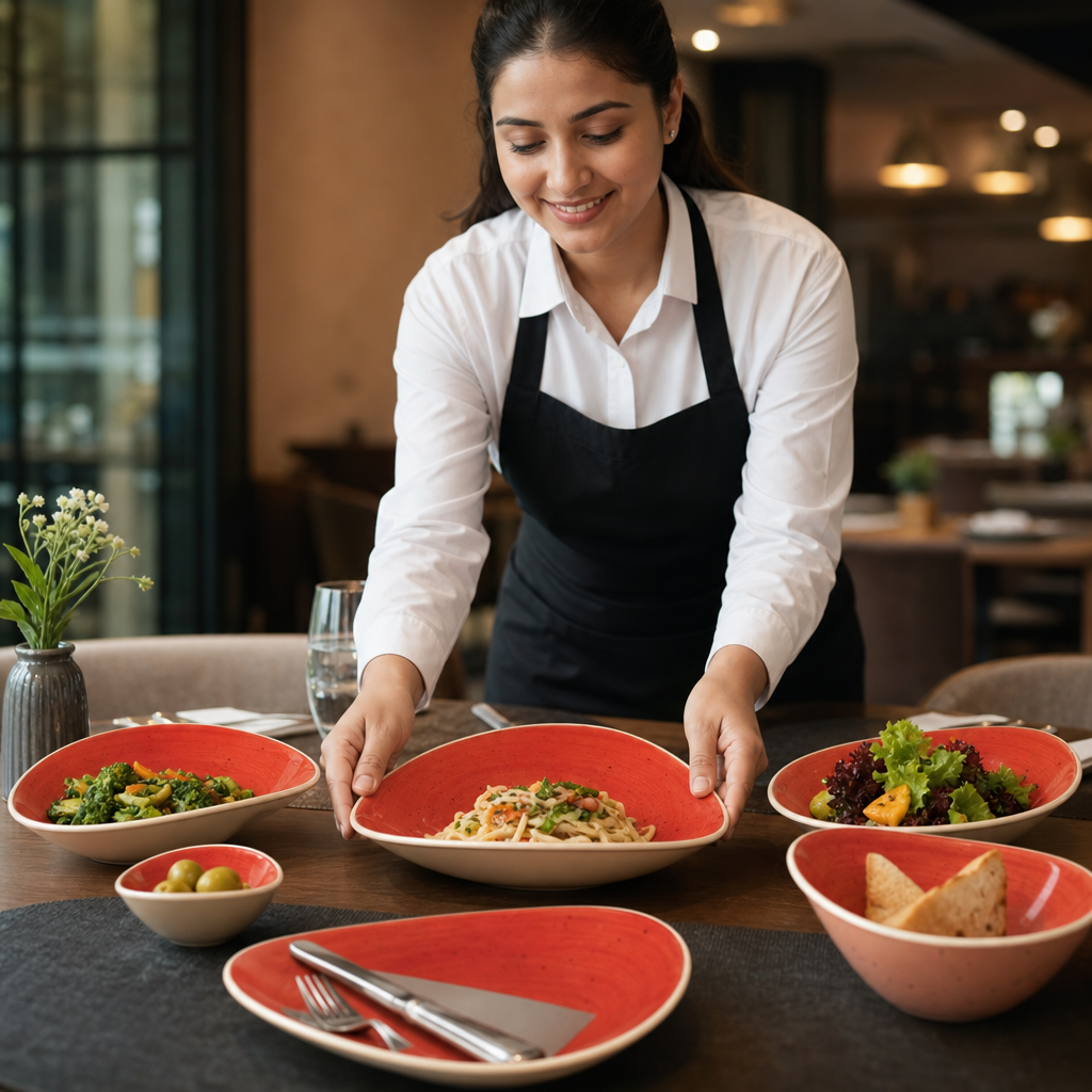 Triangular Bowls Red Vitrified Ceramic for Dining Tables (Pack of 12)