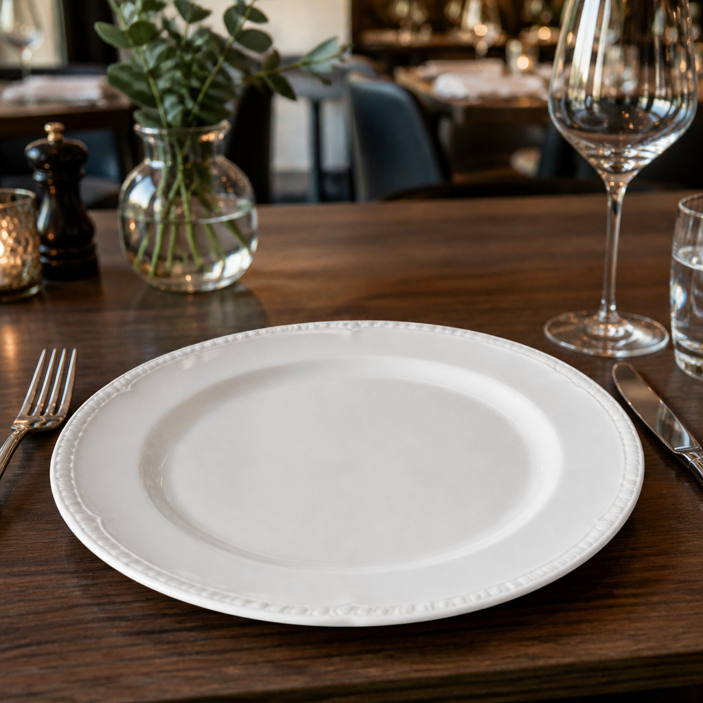 Plates 280mm White Porcelain for Catering Establishments (Pack of 12)