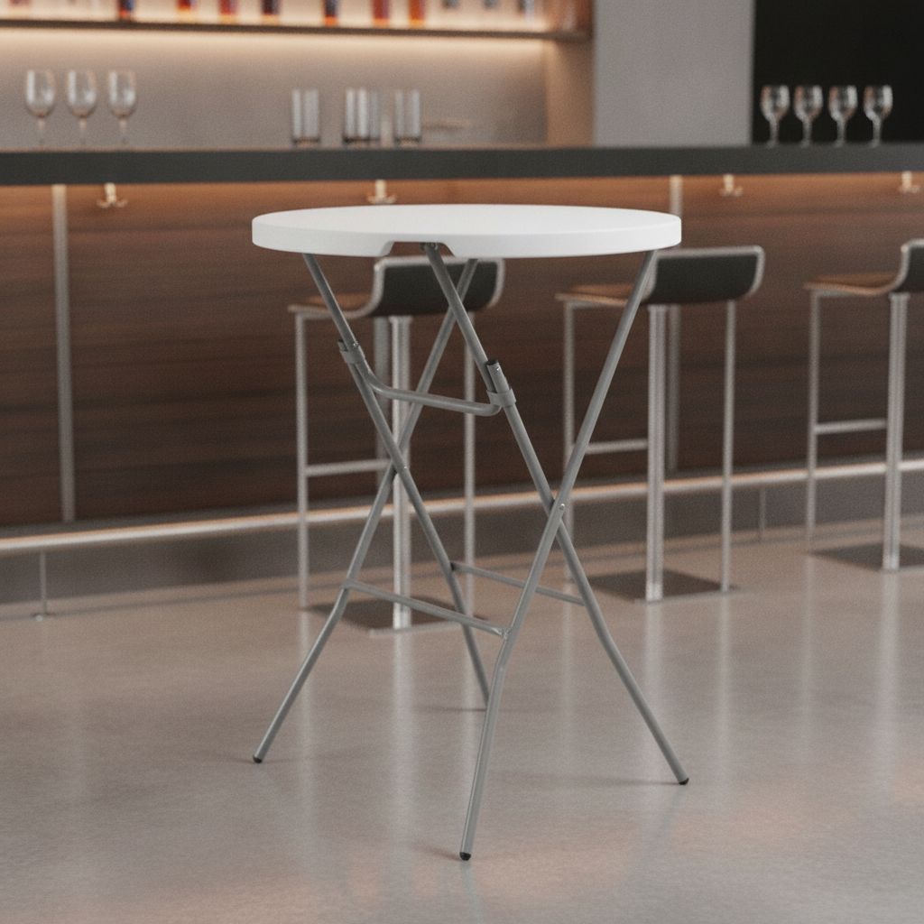 Polyethylene Round Poseur Folding Table 800mm for Bar Areas