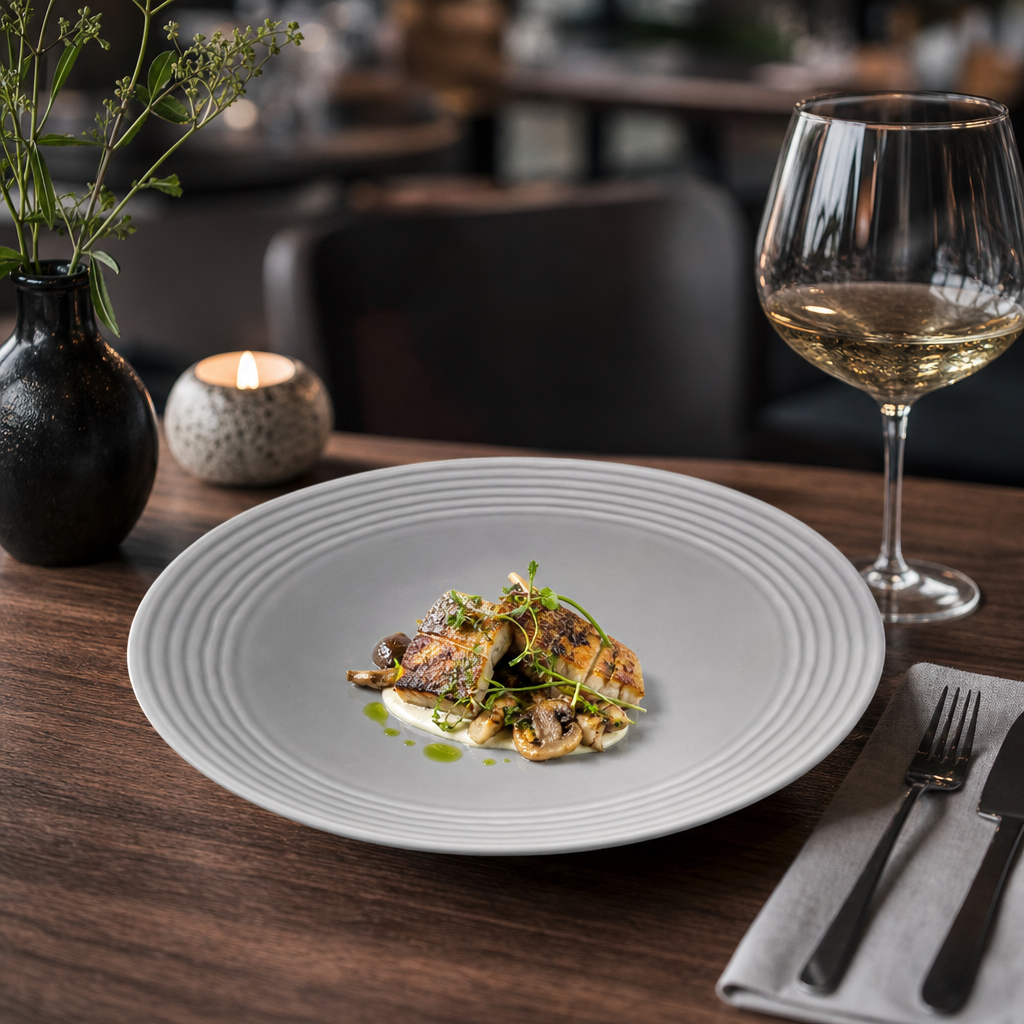 Norse Deep Coupe Plates 254mm Grey China for Restaurants & Cafés (Pack of 12)