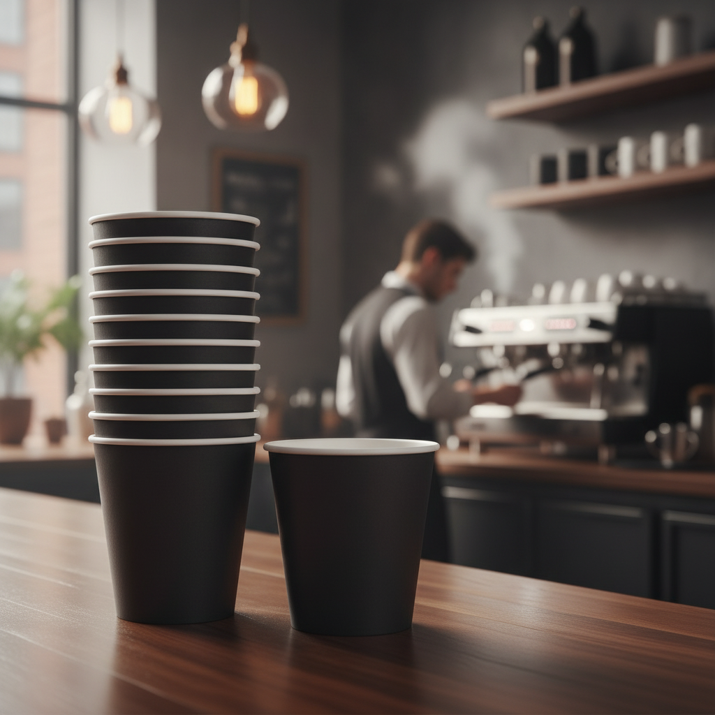 Cardboard Black Coffee Cups 227ml for Takeaway Services (Pack of 1000)