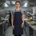 Polycotton Denim Bib Apron Blue for Food Service