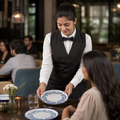 Round Walled Plates Vitrified Finish Blue Ceramic for Dining (Pack of 6)