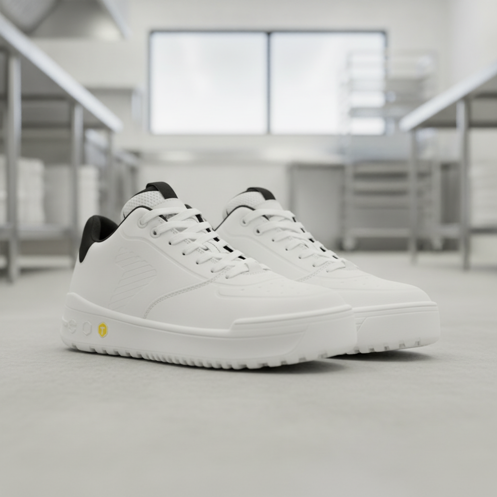 Lightweight White Microfibre Low Safety Trainers for Work (Pack of 1)