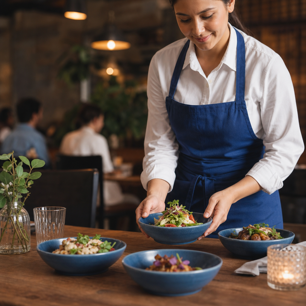 Shallow Bowls 260ml Blue Vitrified Porcelain for Dining Rooms (Pack of 12)