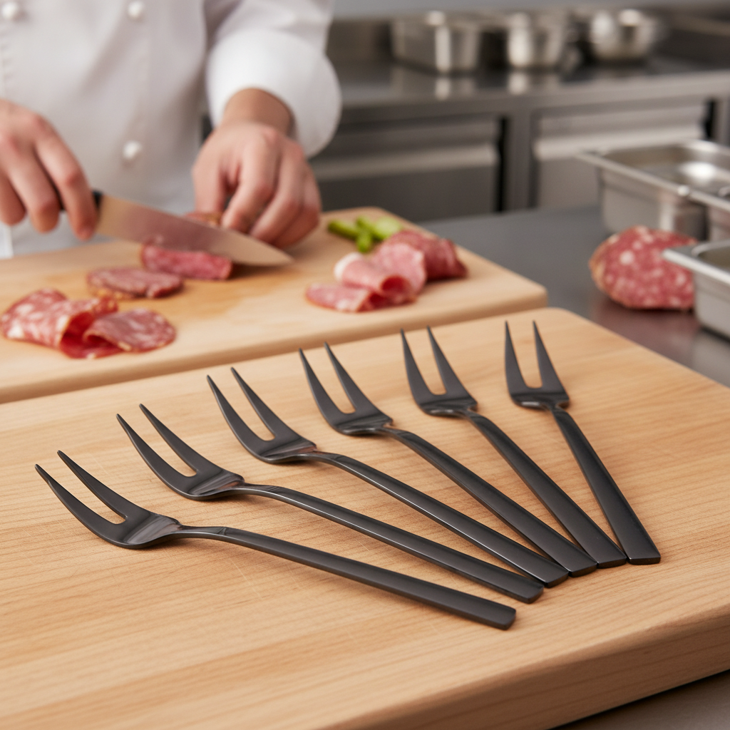 18/10 Stainless Steel Cold Meat Forks for Catering (Pack of 6)