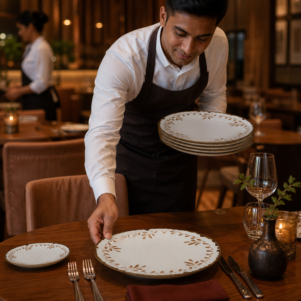 Finest Vitrified Coupe Plates 260mm Terracotta for Dining (Pack of 12)
