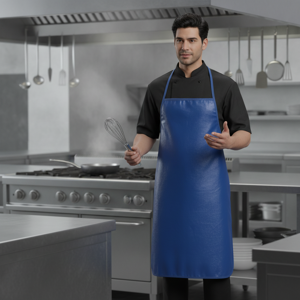 Nylon Blue Bib Apron for Kitchen Protection