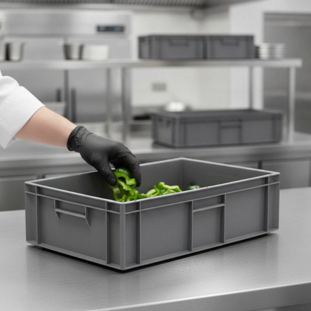 Polypropylene Grey Stacking Container 33L for Food Storage
