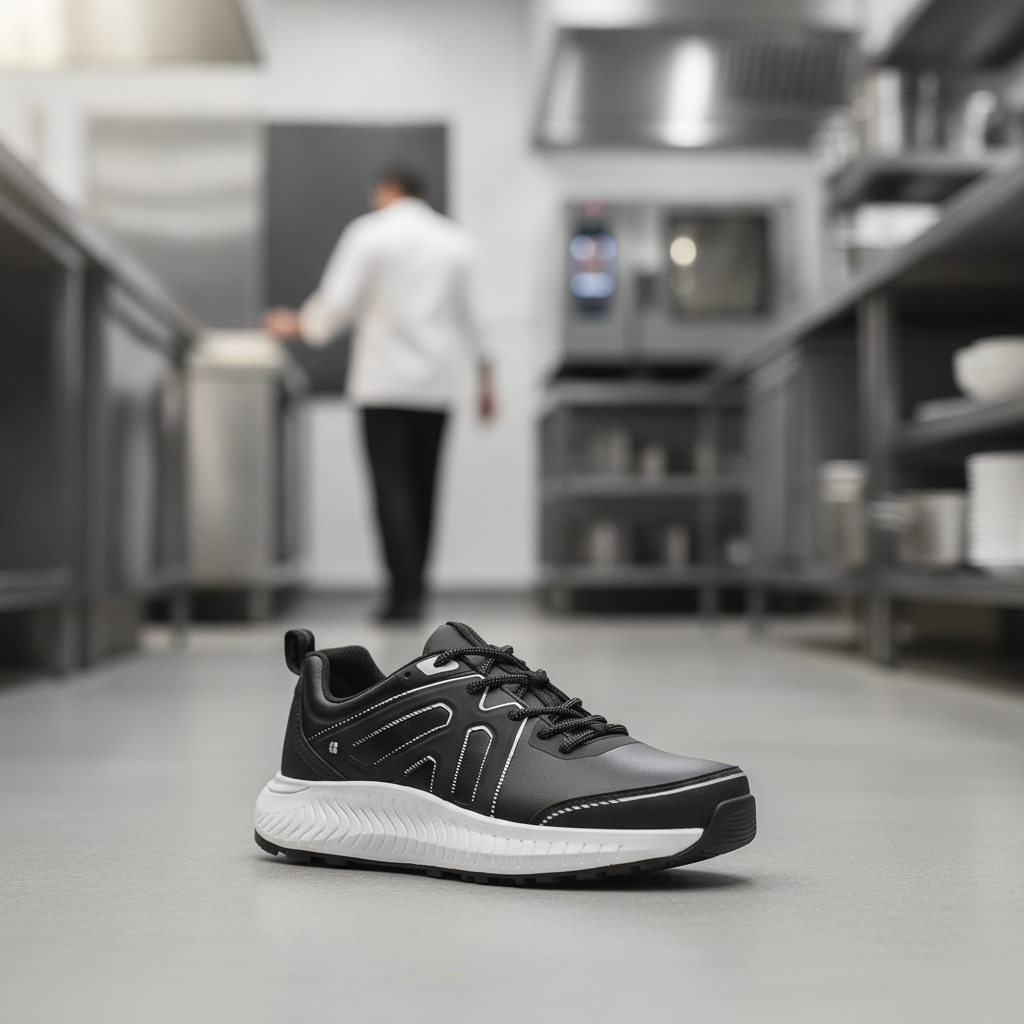 Recycled Microfibre Black Soft Toe Trainers for Work Environments