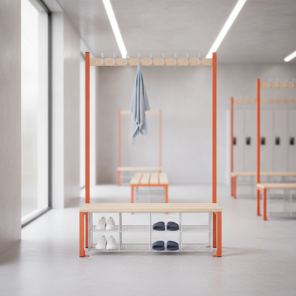 Powder Coated Steel Single-Sided Island Seating for Changing Spaces