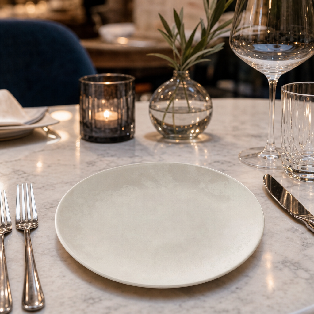 Crushed Velvet Coupe Plates 164mm Bone China for Elegant Dining (Pack of 6)